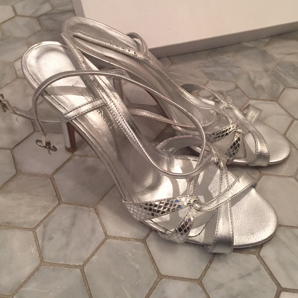 LK Bennett EU 39 (8.5) Silver Strappy Heels - Picture 3 of 4